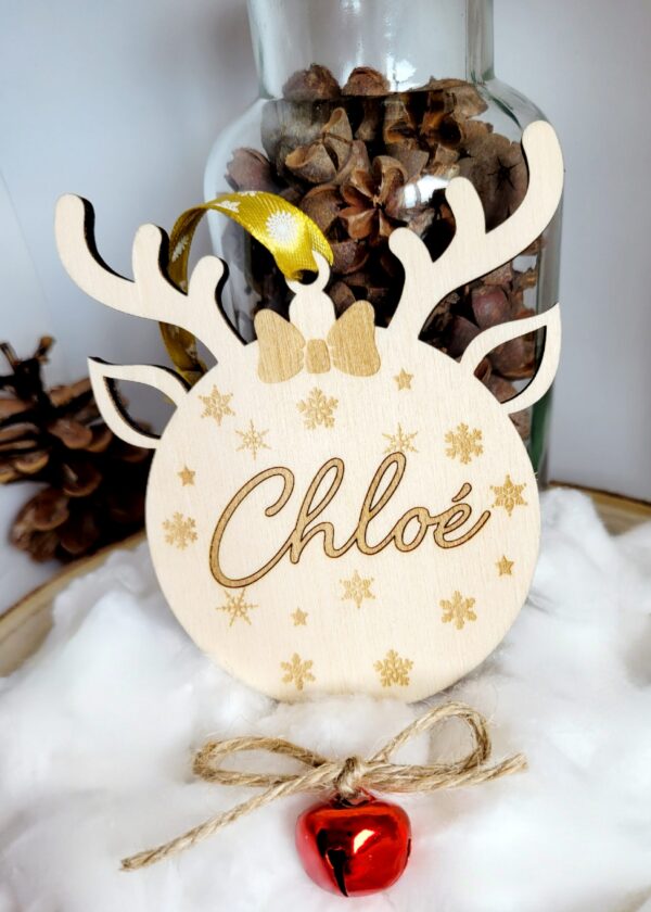 Boule de Noël personnalisée, Cerf avec nœud