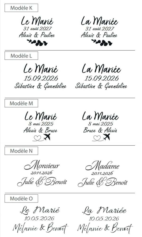 Cintre de mariage personnalisé